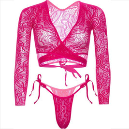 Leg Avenue - Top Corto In Pizzo Con Perizoma
