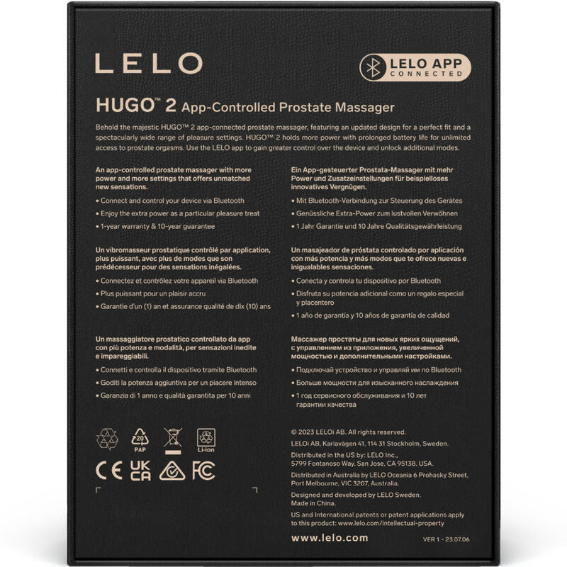 LELO HUGO™ 2: Massaggiatore Prostatico App-Connected con 16 Modalità