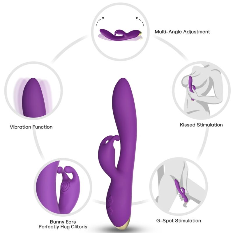 Bonnie Vibratore Rabbit in Silicone Body-Safe Viola Premium - immagine 2