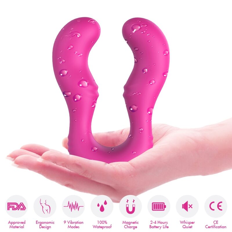 Vibratore Doppio con Telecomando Wireless Fucsia Premium - immagine 4