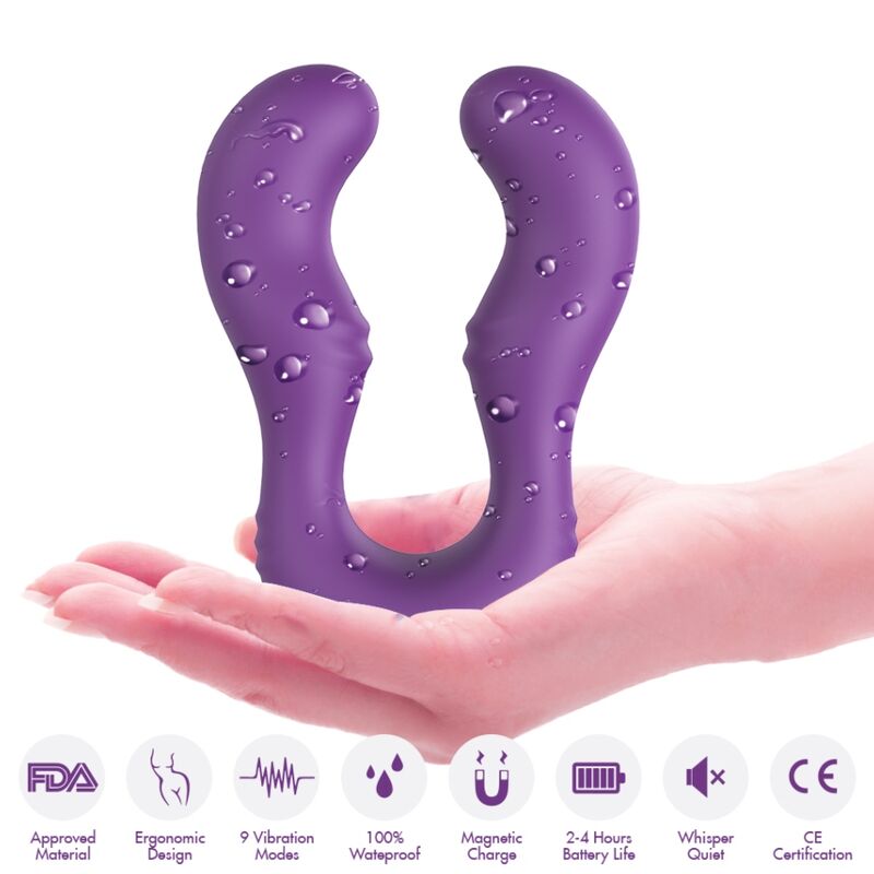 Vibratore Doppio con Telecomando Seraph in Silicone Viola - immagine 4