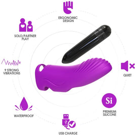 Aurora Finger Mini Vibratore in Silicone Viola Premium - immagine 3
