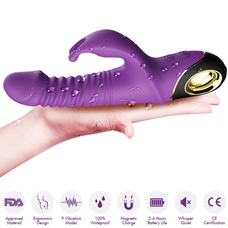 Vibratore Rabbit Zing in Silicone Viola Premium Body-Safe - immagine 4