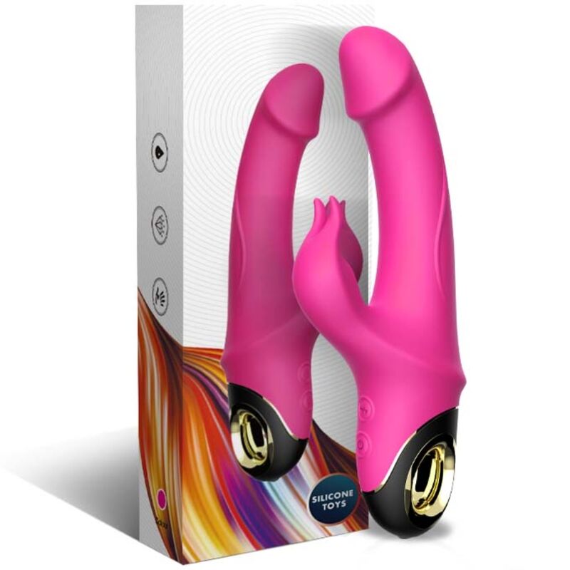 Vibratore Rabbit Rotante Meteror in Silicone Fucsia Premium - immagine 5