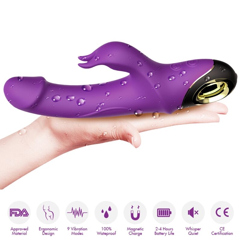 Vibratore Rabbit Premium in Silicone Body-Safe Viola - immagine 3