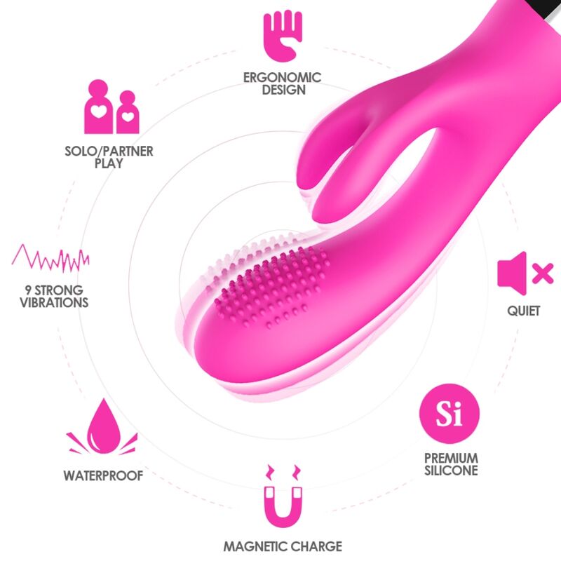 Vibratore Rabbit Fucsia in Silicone Body-Safe Premium - immagine 3