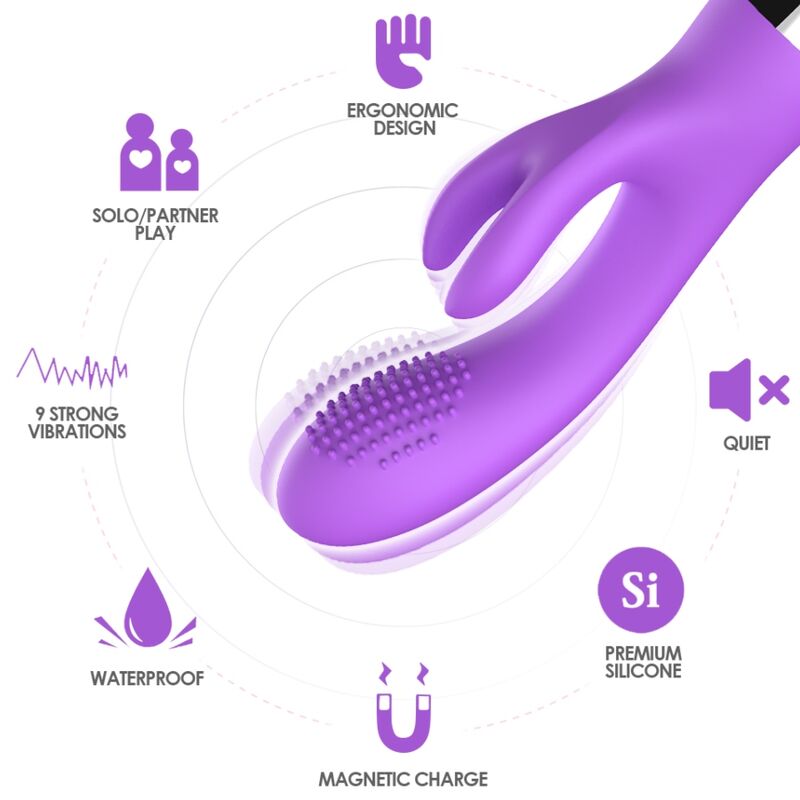 Vibratore Rabbit Viola Premium in Silicone Body-Safe - immagine 3