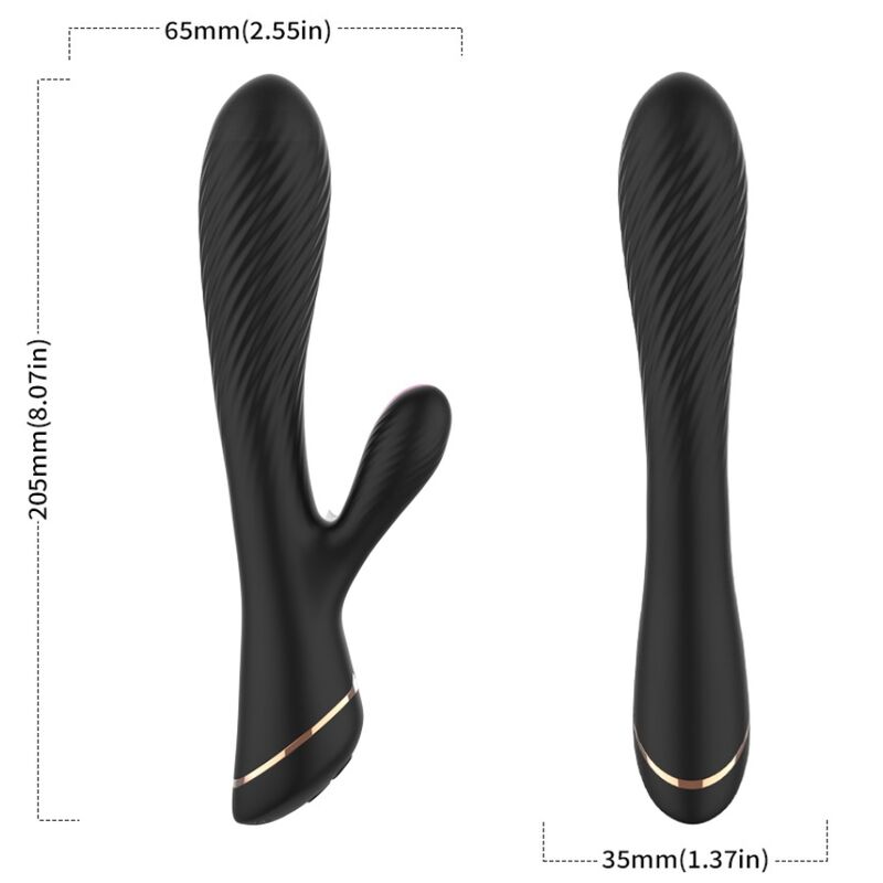 Vibratore Rabbit Premium in Silicone Nero Body-Safe - immagine 3
