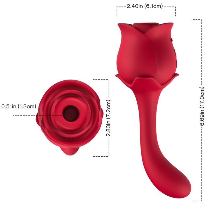 Roselover Stimolatore Premium con Aspirazione e Vibrazione Rosso - immagine 3