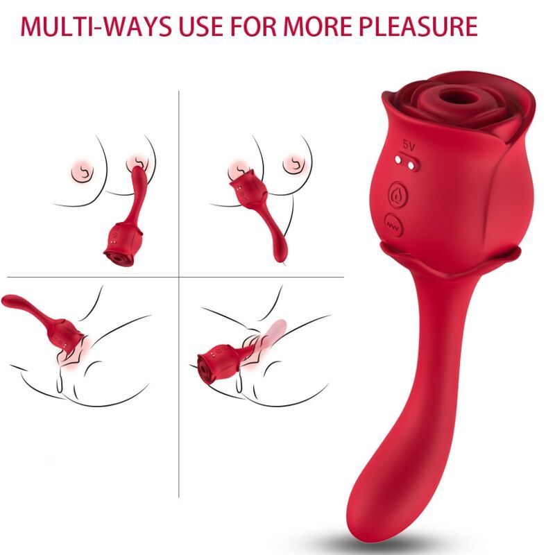 Roselover Stimolatore Premium con Aspirazione e Vibrazione Rosso - immagine 4