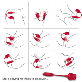 Stimolatore Premium con Doppia Funzione in Silicone Rosso - immagine 5