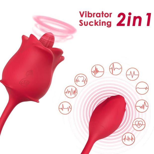 Stimolatore Premium 2 in 1 con Vibrazione e Aspirazione Rosa