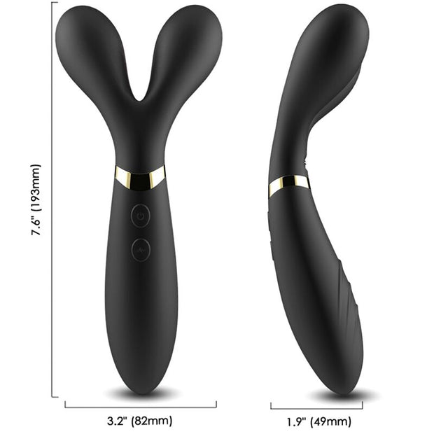 Y-Wand Massaggiatore Doppia Testa in Silicone Nero Premium