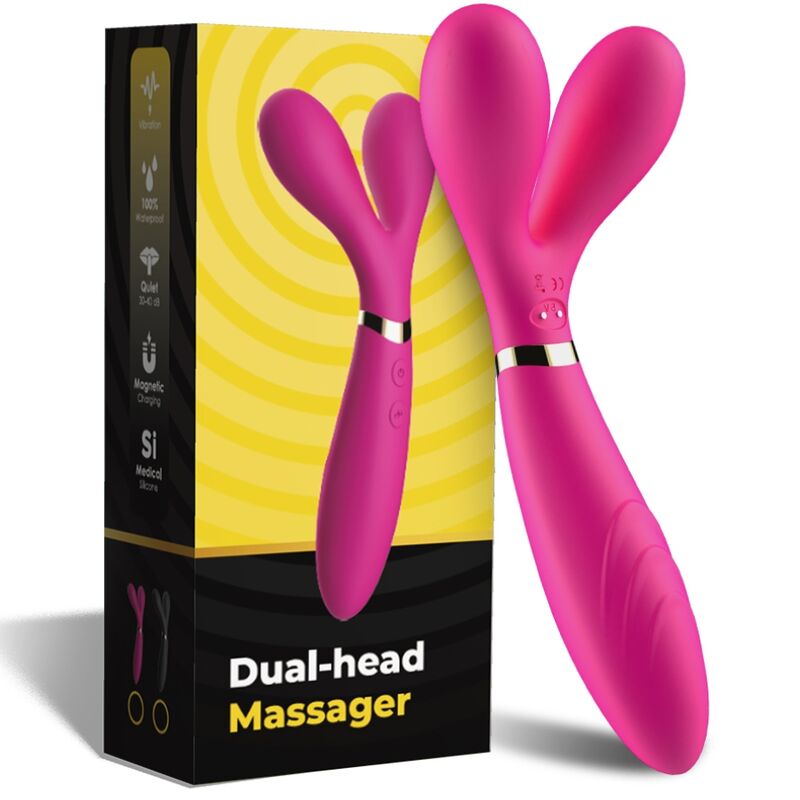 Massaggiatore a Doppia Testa Y-Wand in Silicone Fucsia Premium - immagine 5
