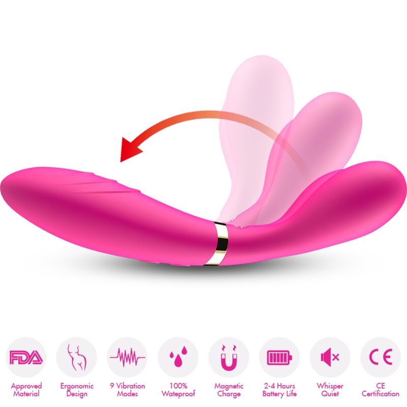 Massaggiatore a Doppia Testa Y-Wand in Silicone Fucsia Premium - immagine 3