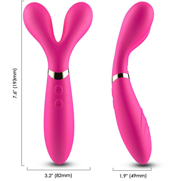 Massaggiatore a Doppia Testa Y-Wand in Silicone Fucsia Premium