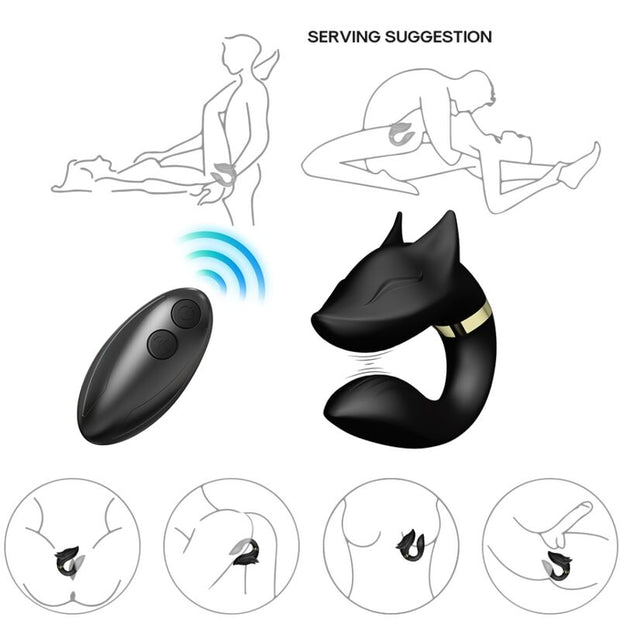 Vibratore per Coppia Fox con Telecomando Wireless Nero Premium