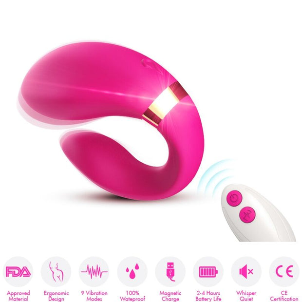 Vibratore a Mezzaluna per Coppia con Telecomando Fucsia Premium