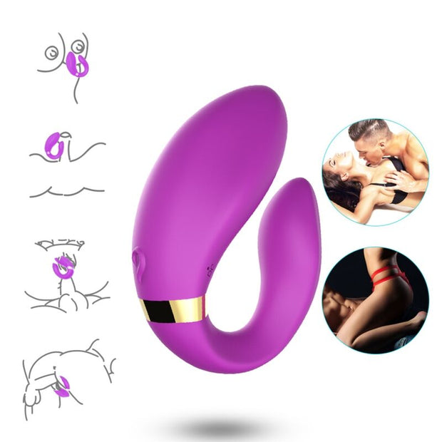 Vibratore a Mezzaluna per Coppia con Telecomando in Silicone Premium Viola - immagine 2