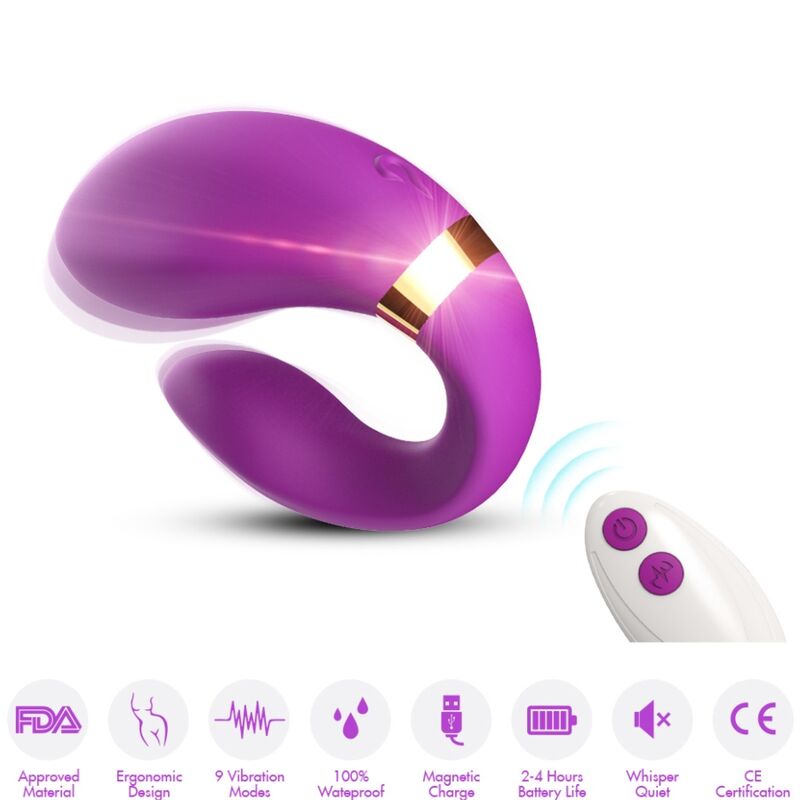 Vibratore a Mezzaluna per Coppia con Telecomando in Silicone Premium Viola