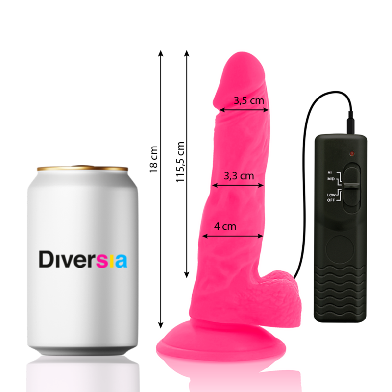 Diversia - Dildo Vibrante Flessibile Rosa 18 Cm -O- 4 Cm