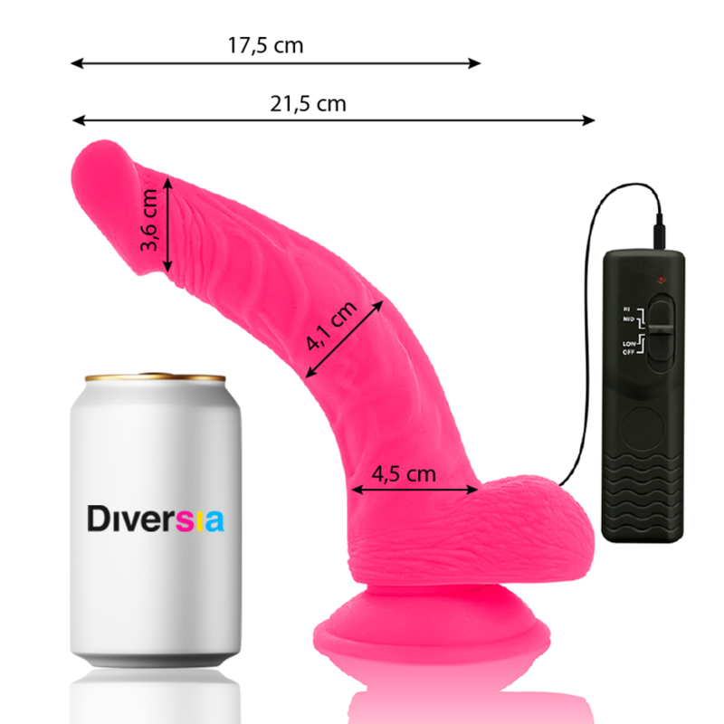 Diversia - Dildo Vibrante Flessibile Rosa 21,5 Cm -O- 4,5 Cm