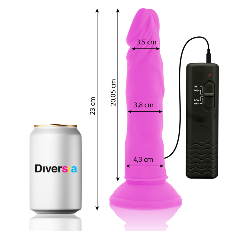 Diversia - Dildo Flessibile Vibrante Viola 23 Cm -O- 4,3 Cm