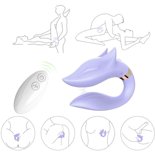 Vibratore per Coppia Fox con Telecomando in Silicone Viola