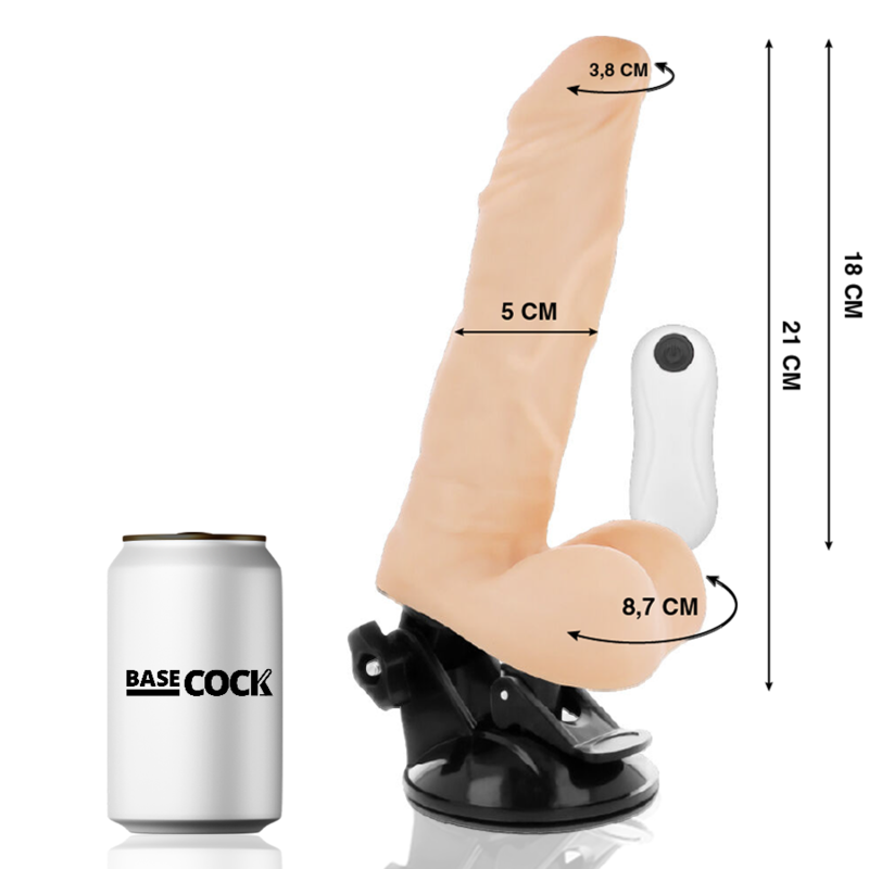 BASECOCK - VIBRATORE ARTICOLABILE TELECOMANDO NERO 21 CM -O- 5 CM