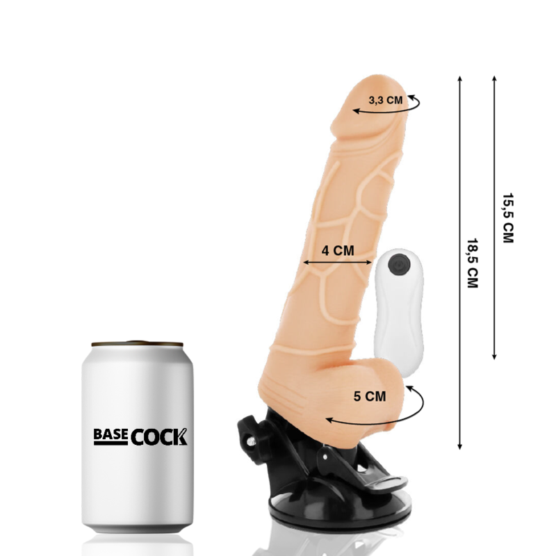BASECOCK - VIBRATORE REALISTICO TELECOMANDO NERO 18.5 CM -O- 4CM