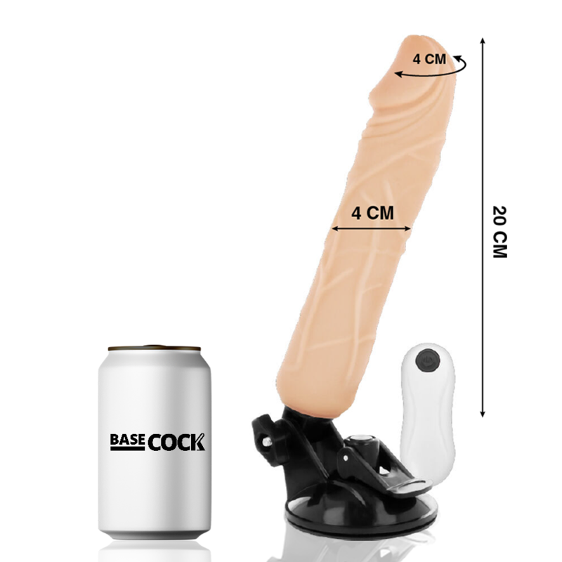 BASECOCK - VIBRATORE REALISTICO TELECOMANDO NERO 20 CM -O- 4 CM