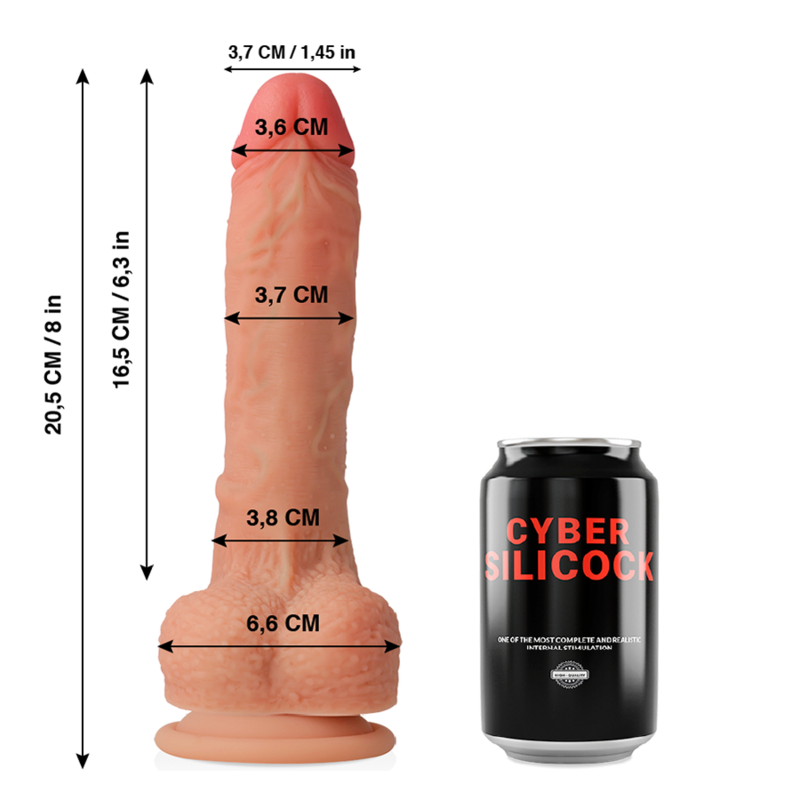 Cyber Silicock - Connor Silicone Liquido Morbido Ultra Realistico 20,5 Cm -O- 3,7 Cm