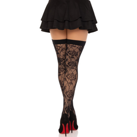 Leg Avenue - Wild Roses Net Stocks Nero