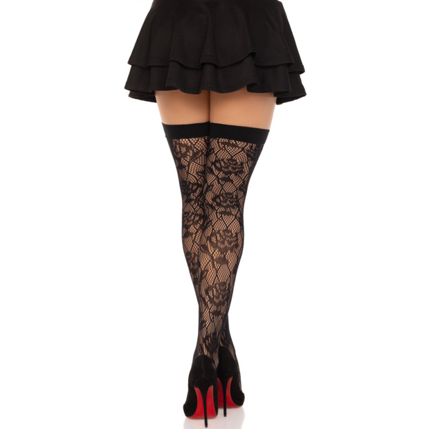 Leg Avenue - Wild Roses Net Stocks Nero