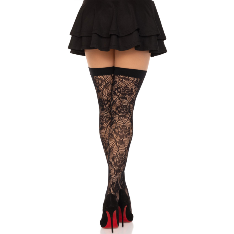 Leg Avenue - Wild Roses Net Stocks Nero