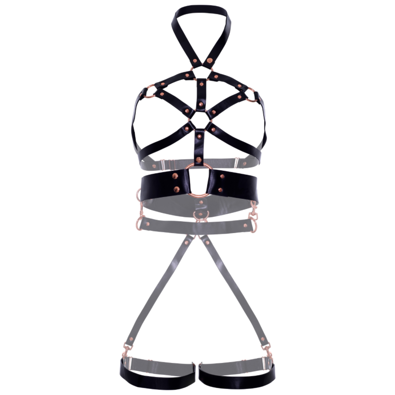 Leg Avenue - Arnes Body Cuero Vegano Agarre Negro S