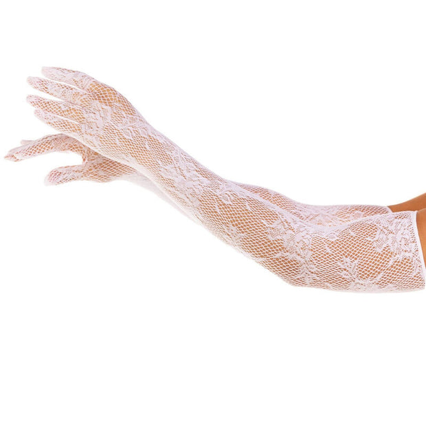 Leg Avenue - Guantes Rosso Floreale Blanco