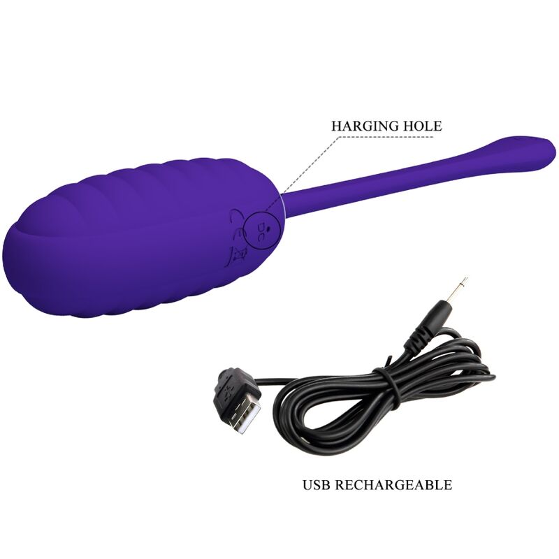 Pretty Love Kirk Uovo Vibrante Ricaricabile in Silicone Viola - immagine 8