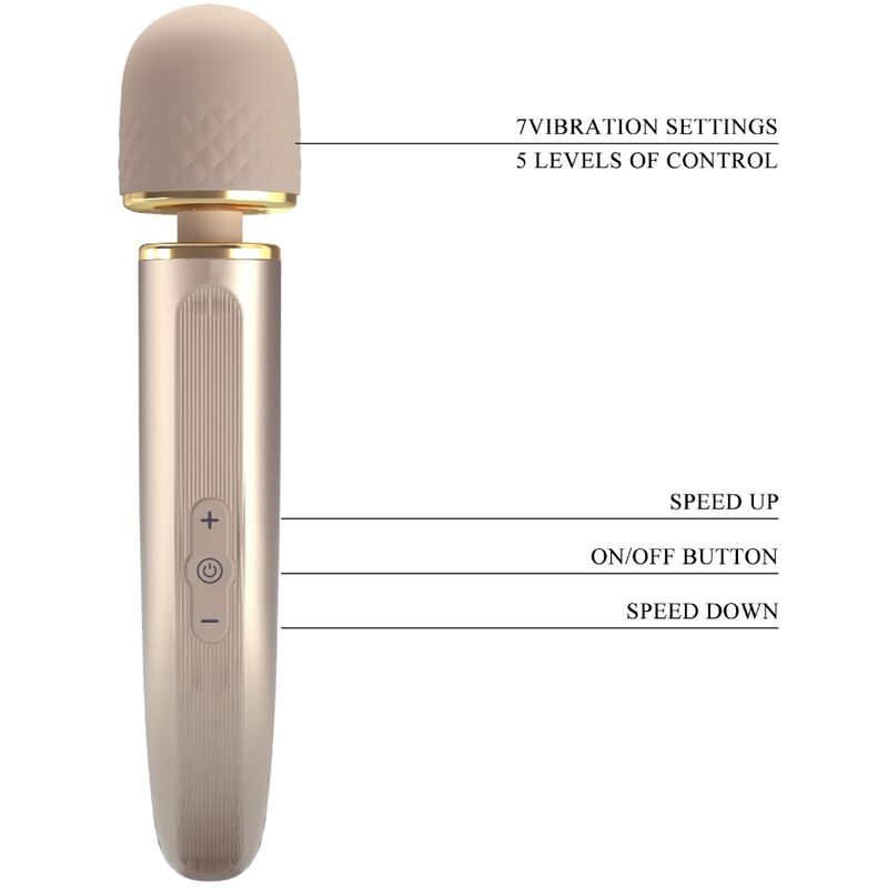 Intense Massaggiatore Wand 7 Modalità Vibranti Champagne Premium - immagine 8