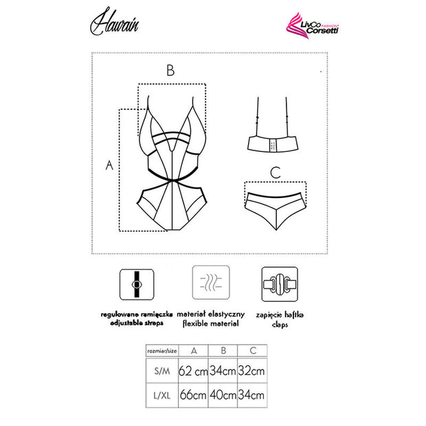 LIVCO CORSETTI FASHION - HAWAIN LC 90665 BODY NERO L/XL