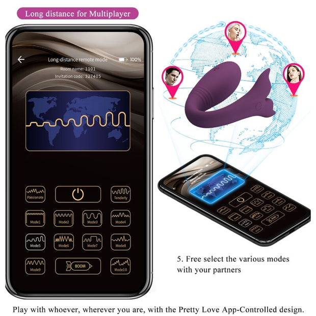 Pretty Love - Vibratore Jayleen Con App E Telecomando Viola