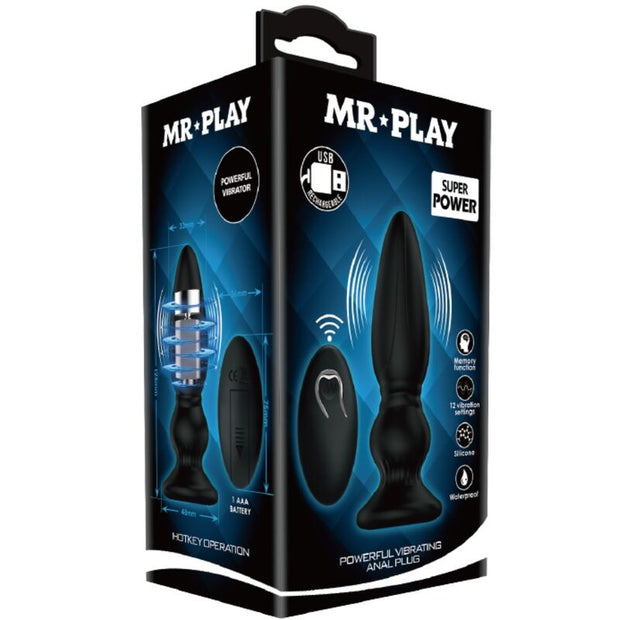 Mr Play - Potente Vibratore Con Telecomando Plug Anale Nero
