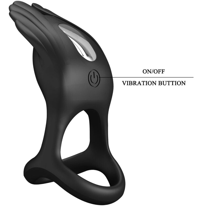 Pretty Love - Silas Anello Per Pene Vibrante 7 Vibrazioni In Silicone Nero