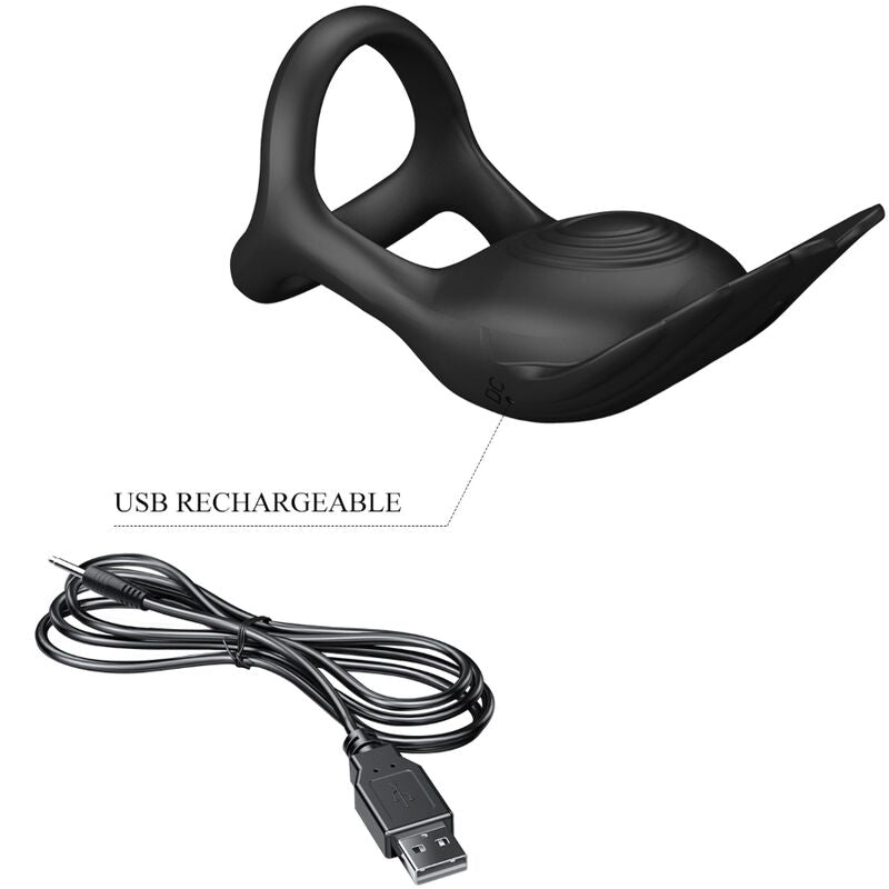 Pretty Love - Silas Anello Per Pene Vibrante 7 Vibrazioni In Silicone Nero
