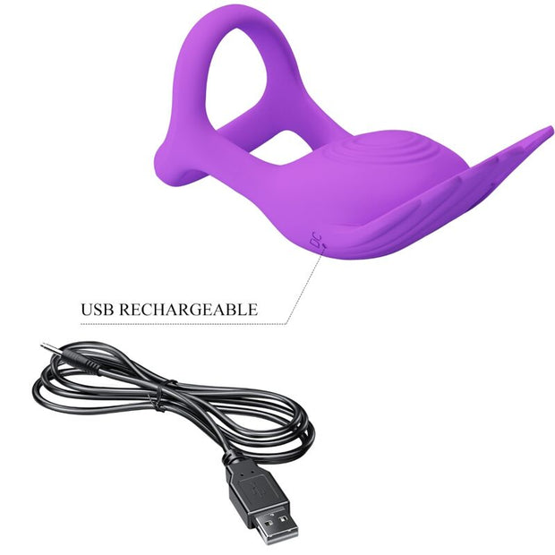 Pretty Love - Silas Anello Per Pene Vibrante 7 Vibrazioni In Silicone Viola