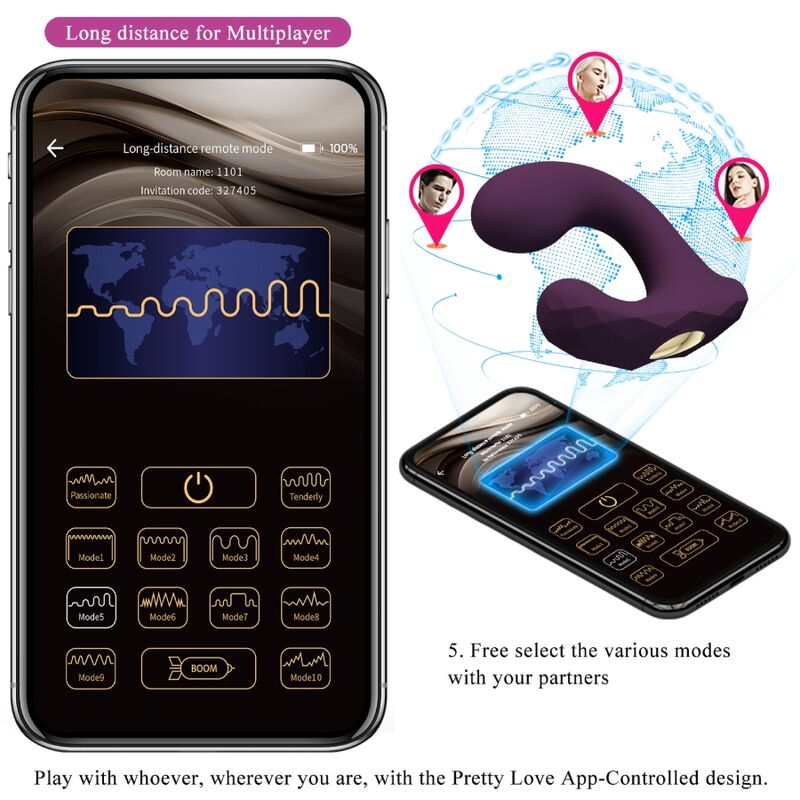 Pretty Love Billy Vibratore Smart con APP e Telecomando Viola - immagine 11