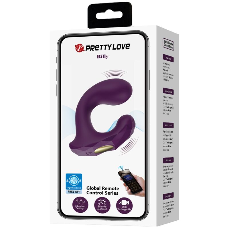 Pretty Love Billy Vibratore Smart con APP e Telecomando Viola - immagine 17