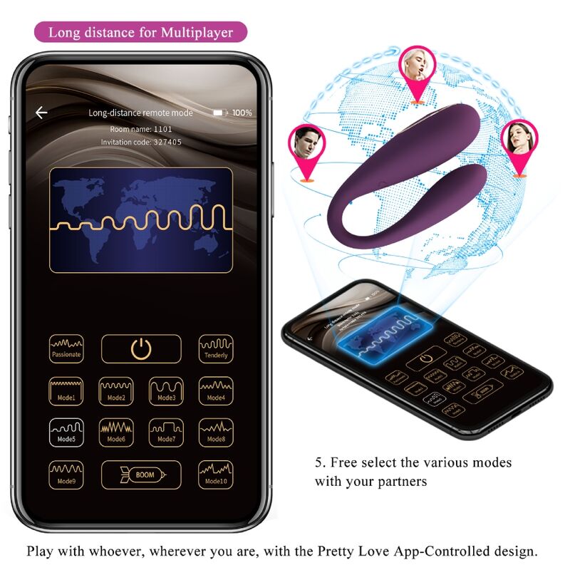 Pretty Love - Vibratore Globale Doppio Piacere August Remote