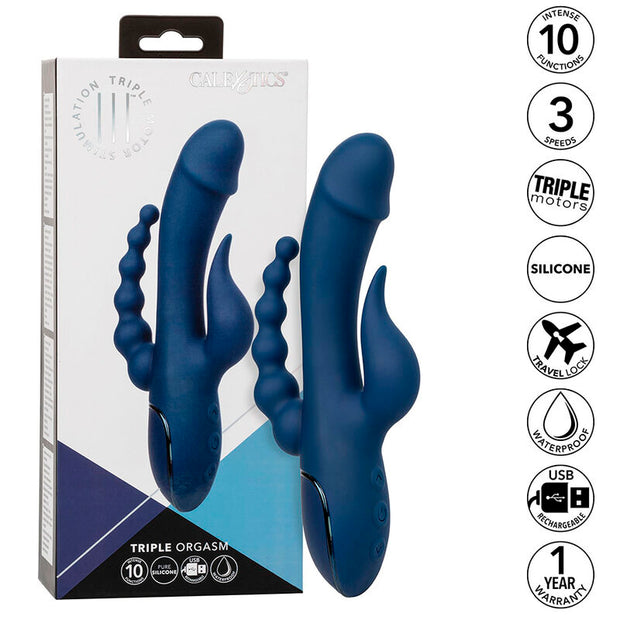 Calexotics Vibratore Triplo Stimolatore Rabbit Blu Premium - immagine 2