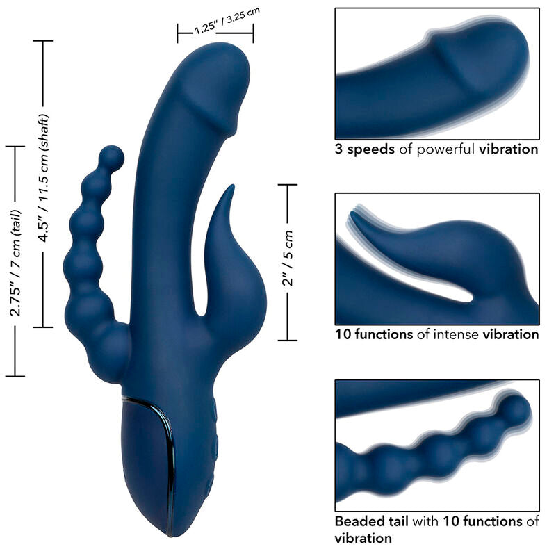 Calexotics Vibratore Triplo Stimolatore Rabbit Blu Premium - immagine 9